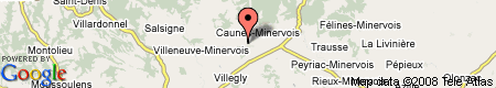 Map showing Villeneuve Minervois